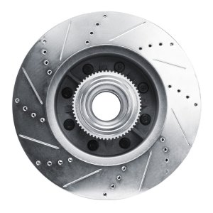 Ford F-350 Super Duty Brake Rotor (1) - Front Right - R1 Concepts - Drilled & Slotted - Silver - `11-`25